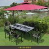Mesa y Silla de Barbacoa de Aluminio Fundido para Exterior Terraza Jardín Balcón Patio Exterior Ocio Villa Combinación de Muebles de Hierro
