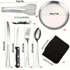 Juego de Vajilla de Acero Inoxidable Transfronterizo Plato para Barbacoa al Aire Libre Pinza para Alimentos Cuchillo Tenedor Cuchara de Camping Bolsa de Almacenamiento Portátil Amazon