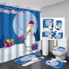 Cortina de Chuveiro para Banheiro com Rena de Natal Azul, Impermeável e Resistente a Mofo, Cortina de Chuveiro Espessa para Melhorar a Atmosfera, Fornecida Diretamente pelo Fabricante