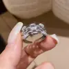 Anillo Abierto de Zirconia Multicapa Ovalado de Moda para Viajar, Anillo de Dedo Índice de Lujo Ligero de Gama Alta de Nicho, Joyería Versátil para Mujeres