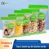 Verde transparente auto-portante Saco auto-selante Biscoitos Nut Candy Melon Setseeds Ano Novo Snack Embalagem Bag Selou Saco de Boca