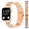 Adecuado para Apple Watch 11D Letras Brillantes Tres Perlas Metálicas Nueva Correa de Reloj de Acero Inoxidable iWatch