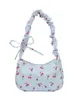Bolso Casual 2025 Nuevo Nicho Dulce Plisado Estampado de Cerezas Bolso de Axila con Cordón para Hombro Bolso Cruzado para Viajero