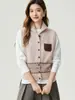 Chaleco de punto jacquard 100% cachemira, patrón Fair Isle de otoño/invierno para mujer, sin mangas, cárdigan de frente abierto, chaleco cálido