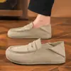 Zapatos Birkenstock para hombre estilo Old Money, colección de otoño, mocasines slip-on con suelas de cuero ante suave, adecuados para conducir y uso casual, con un tacón que se puede pisar
