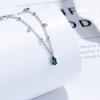 Plata de Ley S925 2024 Nuevo Ins Lujo Ligero Elegante Esmeralda Gota de Agua Zircón Collar Cadena Clavícula Pequeña Fresca