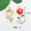 Folhas verdes gota óleo liga jóias acessórios trevo de quatro folhas rosa diy pulseira colar chaveiro pequeno pingente