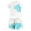 Ropa de Verano para Niños Estilo Hip-Hop Callejero Europeo y Americano con Estampado de Letras Holgado de Manga Corta Traje Deportivo Casual de Moda