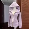 Jaqueta moletom rosa para mulheres, estilo fino de outono, top que afina a silhueta e valoriza o corpo, nova moda de alta qualidade para o início do outono de 2026