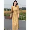 Vestido Floral de Verão 2026 Novo Estilo Francês para Chá da Tarde para Mulheres, Estilo Nicho de Férias Decote V Vestido Longo de Alta Qualidade