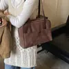 Maletín Retro de Gamuza para Mujer Otoño e Invierno 2025 Nuevo de Moda Coreana Bolso Tote Simple de Gran Capacidad