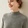 Otoño e Invierno Nuevo Suéter de Cachemira de Cuello Alto Medio Cachemira Moda para Mujer Interior Clásico Jersey Suelto Cálido Capa Base