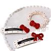 Pinza para el pelo de lunares rojos estilo coreano con lazo para mujer, pinza BB para flequillo lateral, goma elástica alta para el pelo, accesorios para el pelo