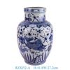 Jarrón de Flores Azul Vintage Estilo Chino con Patrón de Flores, Peces y Algas Cerámica para Sala de Estar, Entrada, Mesa de Comedor Adornos Florales