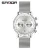 Reloj de Pulsera Popular Sanda con Correa de Malla y Escala de Barra Calendario Simple Reloj de Negocios para Hombre Reloj Casual de Cuarzo Resistente al Agua