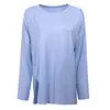 Top Esportivo de Corrida Plus Size para Mulheres, Caimento Solto, Roupa de Yoga Emagrecedora, Camiseta Respirável de Secagem Rápida com Fendas Laterais, Mangas Longas, Verão