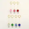 Pendientes Colgantes de Cuentas Redondas con Agujero Pasante Coloridos Retro Artísticos, Pendientes Elegantes de Lujo Ligero con Personalidad Estilo Chino, Accesorios para Orejas Versátiles de Moda