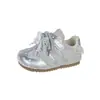 Zapatillas estilo princesa para niños, colección primavera y otoño, nuevo diseño de lazo, transpirables, suela suave, antideslizantes, versátiles, zapatillas de bebé Forrest Gump