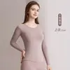 Conjunto de ropa interior térmica de cuello redondo de cachemira de modal y seda para hombres y mujeres, top y pantalones gruesos de otoño, ropa cálida ligera Meiyabi para invierno