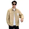 Moda Urbana Retro Marca de Moda para Hombre Primavera y Otoño Nuevo Casual de un Solo Botón Solapa Logo Bordado Moda Cárdigan Camisa de Manga Larga