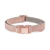 Collar de Tela de Sarga con Hebilla Popular de Oro Rosa Transfronterizo para Perros Pequeños y Medianos, Disponible al por Mayor