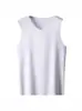 Chaleco de peso pesado para hombre con cuello en V, algodón puro, sin costuras, sujetador deportivo sin mangas, hombros anchos, chaleco de verano, camiseta básica superior