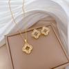 [conjunto] Moda Transfronteriza Elegante Lujo Lleno de Circonio Elementos Finos Viento Cobre Microincrustaciones Pendientes Collar conjunto Combinación