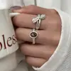 Nuevo Anillo de Moño Plegado Apilado para Mujer, Diseño Simple de Nicho, Diseño Versátil y Exquisito, Anillo Abierto para Dedo Índice
