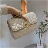 Bolsa Pequena de Luxo Feminina 2024 Nova Tendência Moda Outono e Inverno Textura Popular Bolsa Transversal Bolsa de Ombro Preta