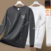 Sudadera con cuello redondo y estampado para hombre, nuevo producto de otoño e invierno, corte holgado, forro polar, manga larga, jersey, moderna, casual, camiseta básica versátil para hombres a la moda