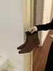 []Botas de Mujer Nuevas para Otoño/Invierno 2026 con Punta Cuadrada y Tacón de Aguja Botines Elegantes de Gamuza Moda Francesa