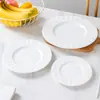 Plato Redondo de Cerámica de Alto Valor Jingdezhen Color Sólido Hueso de Porcelana Plato Plano Cerámico para el Hogar Plato para Ensalada Plato para Frutas Plato para Bistec