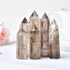 Venta caliente transfronteriza, columna de cristal de té natural, prisma hexagonal de una sola punta, piedra original pulida, columna de cristal ahumado, adornos de feng shui para el hogar y la oficina.