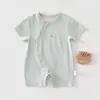 Macacão de bebê verão manga curta roupas finas macacão recém-nascido algodão mo jacquard harper roupas de escalada de bebê
