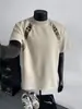 Chegada de Verão 2025 Moda Masculina Marca Estilo Americano Design Solto Senso de Estilo Cinza Adolescente Gola Redonda Manga Curta Roupas da Moda