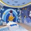 Fondo de pantalla de astronauta espacial 3D dibujos animados habitación de niños y niñas mural de protección ambiental habitación infantil fondo de cielo estrellado tela de pared