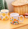 Caneca de Cerâmica Pequena com Flores Frescas Alto Valor Estético Caneca para Casal Escritório de Menina Caneca de Café Criativa Caneca de Café da Manhã