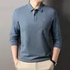 Camisa Polo de Piqué 100% Algodón Mercerizado para Hombre, Nuevo Estilo Otoño, Marca de Moda, Camiseta Transpirable Bordada para Hombre