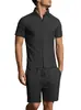 Amazon transfronterizo europeo y americano verano nuevo conjunto de dos piezas para hombre, camiseta jacquard de color liso, pantalones cortos deportivos casuales de manga corta