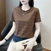 Camiseta de Rayas para Mujer, Moda de Verano para Tallas Grandes, Nuevo Top de Verano Elegante, Camisa Casual Suelta de Manga Corta que Reduce la Edad
