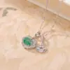 Yi Lu Yin Prata Esterlina S925 Banhado a Ouro Jade Africano Ruyi Cabochão Pingente Colar Temperamento Simples Novo Estilo Chinês Corrente de Prata