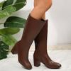Amazon 2025 Nuevas Botas de Exportación Transfronteriza Otoño e Invierno Botas de Media Caña para Mujer Punta Fina Tacón Grueso Tacón Alto Botas de Jinete Talla Europea