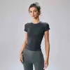 Nuevo Top de Yoga de Alta Elasticidad Transpirable Adelgazante Fitness Camiseta Entrenamiento al Aire Libre Versátil Deportivo Manga Corta Mujer Venta al por Mayor