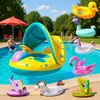 Nuevo Modelo de Bote Flotador Espeso para Natación al Aire Libre para Niños con Características Antivuelco, Bocina, Volante y Toldo