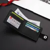 Billetera delgada para hombre con hebilla corta, comercio exterior transfronterizo, billetera de gran capacidad con múltiples tarjetas, billetera para hombre con patrón de fibra de carbono