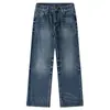 Jeans masculinos de corte reto e caimento limpo, calças outonais estilo retro americano, novas calças casuais largas de 2026