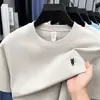 Transfronterizo 230g Algodón Puro Bordado de Pony Camiseta de Manga Corta con Cuello Redondo para Hombre Moda Casual Versátil Ropa para Hombre