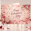 Fondo romántico con forma de corazón y rosas para el Día de San Valentín 2027, transfronterizo, para bodas, sesiones de fotos y decoraciones festivas