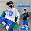 Camiseta de Verano para Niños Estilo Coreano Algodón Puro Holgada Manga Corta Camiseta Base Estampada para Niño Grande Ropa para Niños Estilo Callejero a la Moda de Hombre