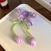 Cinta de tulipán estilo coreano para el pelo, aro para el pelo de intestino grueso, banda de goma para el pelo de alta gama para mujer, elegante tocado con flores y cola de caballo.